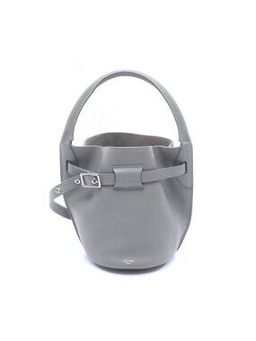 Celine Handbag Big Bag Bucket Nano Gray Leather Big Hand